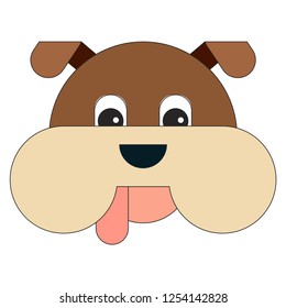 Dog head in cartoon flat style. Vector illustration on white background.