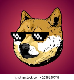 Dog head cartoon high detail vector illustration for clothing, mascot, skate deck, sticker. Vector graphic eps 10. Like a boss concept