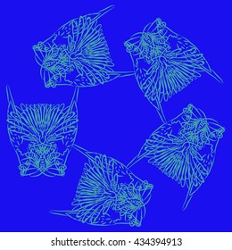 dog head, cat. The pattern silhouette head of a dog, a cat.
