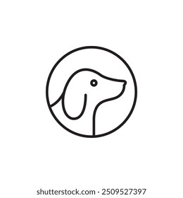 dog head in circle pets care line logo design vector