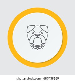 Dog head with a collar. Outline icon isolated.