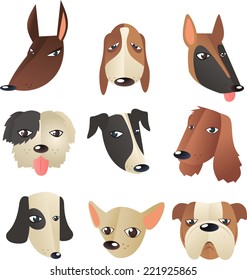 Dog head collection vector illustration