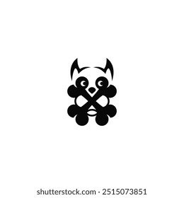 Combinação de cabeça de cachorro com design de logotipo de ossos.