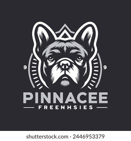 a dog head with a crown on it logo 