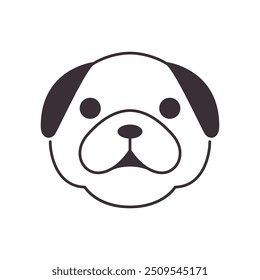 dog head cute mascot flat logo design vector