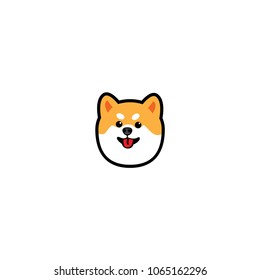 cabeza de perro, icono de sonrisa shiba u lindo, ilustración vectorial