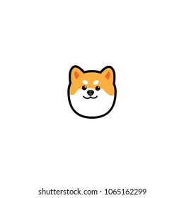 dog head, cute shiba inu icon, vector illustration