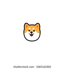 dog head, cute shiba inu smile icon, vector illustration