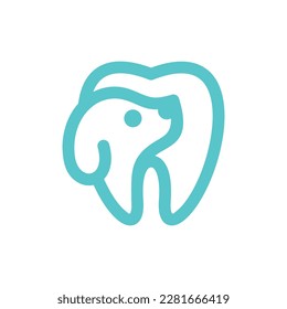 Cabeza de perro línea de atención odontológica logotipo simple