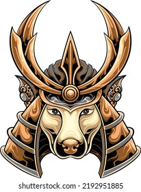 dog head design with beautiful and classic shogun headgear