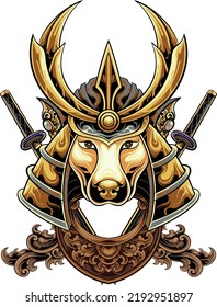 dog head design with beautiful and classic shogun headgear
