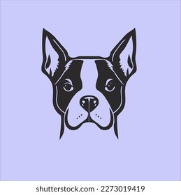 Vector de diseño de cabeza de perro sobre fondo morado. Ilustración vectorial de icono animal de perro.