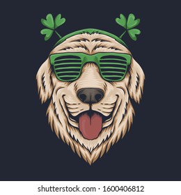 Dog head eyeglasses St. patrick's day vector illustration for your company or brand