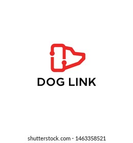 Dog head or face with connect logo design vector icon illustration inspiration