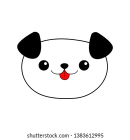 Dog head face. Linear silhouette icon. Contour line. Cute cartoon puppy character. Kawaii animal. Funny baby pooch. Love Greeting card. Flat design. White background. Isolated. Vector
