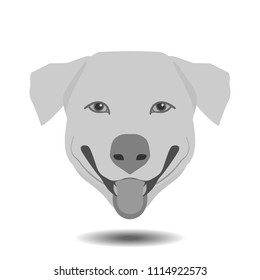 Dog head floating witn shadow on white background, vetor illustration