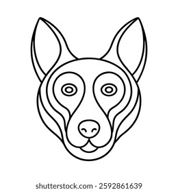 dog head formed with spiral patterns line art