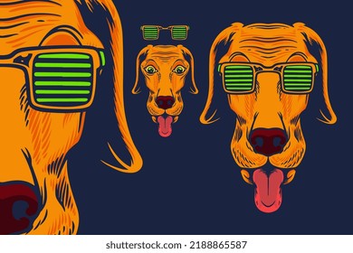 cabeza de perro con gafas mascota ilustración vectorial estilo de caricatura