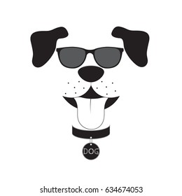 Dog head in goggles on a white background