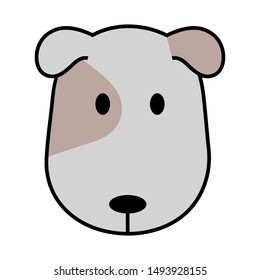 dog head gray, simple cartoon, vector illustration 