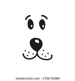 Dog head hand-drawn illustration. Flat style. Cartoon dog face. Vector illustration isolated on white. Silhouette simple. Animal Logotype concept.