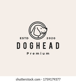 dog head hipster vintage logo vector icon illustration