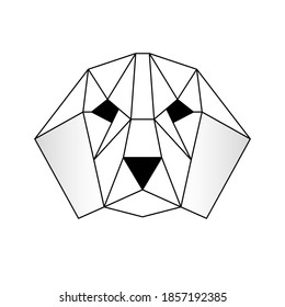 Dog head icon. Abstract triangular style. Contour for tattoo, emblem, logo and design element. Hand drawn sketch of a dog