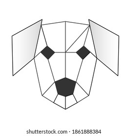 Dog head icon. Abstract triangular style. Contour for tattoo, emblem, logo and design element. Hand drawn sketch of a dog