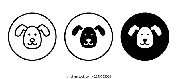 Icono de cabeza de perro, botón de perro, vector, signo, símbolo, logotipo, ilustración, trazo editable, estilo de diseño plano aislado en pictograma lineal blanco