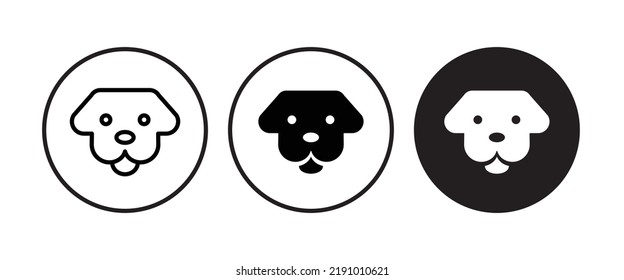 Icono de cabeza de perro, botón de perro, vector, signo, símbolo, logotipo, ilustración, trazo editable, estilo de diseño plano aislado en pictograma lineal blanco