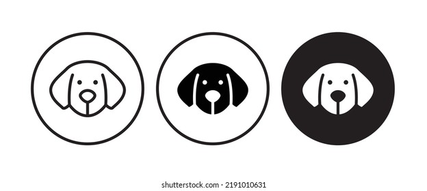 Dog head icon, dog button, vector, sign, symbol, logo, illustration, editable stroke, flat design style isolated on white linear pictogram