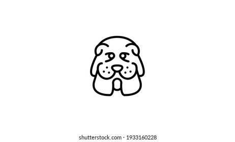 Dog head icon, dog face sign, dog face icon in line art, Vector graphics.