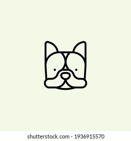 Dog head icon, dog face sign, dog face icon in line art, Vector graphics.