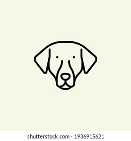 Dog Head Icon, Dog Face Sign, Dog Face Icon In Line Art, Vector Graphics.