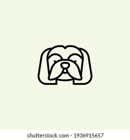 Dog head icon, dog face sign, dog face icon in line art, Vector graphics.