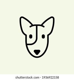 Icono de la cabeza del perro, signo de la cara del perro, icono de la cara del perro en el arte de la línea, gráficos vectoriales.