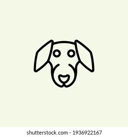 Dog Head Icon, Dog Face Sign, Dog Face Icon In Line Art, Vector Graphics.