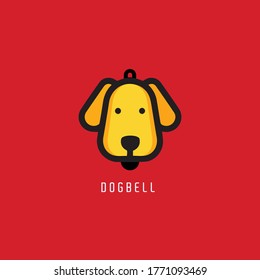 Icono de cabeza de perro. Estilo de campana plana. Cara de perro de caricatura. Ilustración vectorial aislada en rojo. Silhouette simple. Concepto de Logotipo Animal. Plantilla de diseño de logotipo.