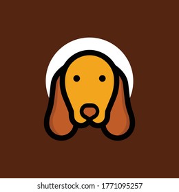 Dog head icon. Flat bell style. Cartoon dog face. Vector illustration isolated on dark background. Silhouette simple. Animal Logotype concept. Logo design template.