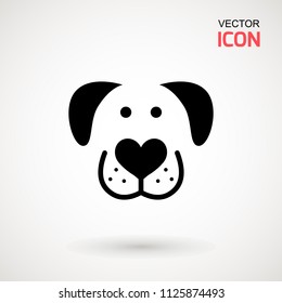 Dog head icon. Flat style. Cartoon dog face. Vector illustration isolated on white. Silhouette simple. Animal Logotype concept. Logo design template.