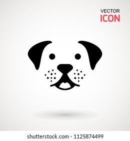 Dog head icon. Flat style. Cartoon dog face. Vector illustration isolated on white. Silhouette simple. Animal Logotype concept. Logo design template.