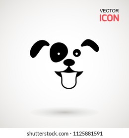 Dog head icon. Flat style. Cartoon dog face. Vector illustration isolated on white. Silhouette simple. Animal Logotype concept. Logo design template.