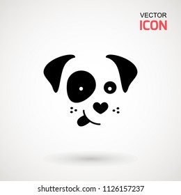 Dog Head Icon. Flat Style. Cartoon Dog Face. Vector Illustration Isolated On White. Silhouette Simple. Animal Logotype Concept. Logo Design Template.