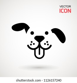 Dog head icon. Flat style. Cartoon dog face. Vector illustration isolated on white. Silhouette simple. Animal Logotype concept. Logo design template.