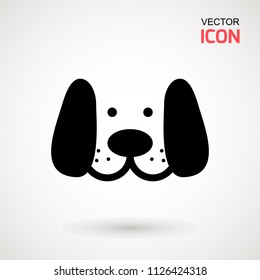 Dog head icon. Flat style. Cartoon dog face. Vector illustration isolated on white. Silhouette simple. Animal Logotype concept. Logo design template.