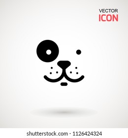 Dog head icon. Flat style. Cartoon dog face. Vector illustration isolated on white. Silhouette simple. Animal Logotype concept. Logo design template.