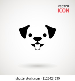 Dog head icon. Flat style. Cartoon dog face. Vector illustration isolated on white. Silhouette simple. Animal Logotype concept. Logo design template.