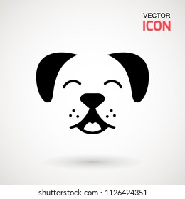 Dog head icon. Flat style. Cartoon dog face. Vector illustration isolated on white. Silhouette simple. Animal Logotype concept. Logo design template.