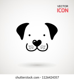 Dog head icon. Flat style. Cartoon dog face. Vector illustration isolated on white. Silhouette simple. Animal Logotype concept. Logo design template.