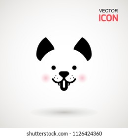 Dog head icon. Flat style. Cartoon dog face. Vector illustration isolated on white. Silhouette simple. Animal Logotype concept. Logo design template.